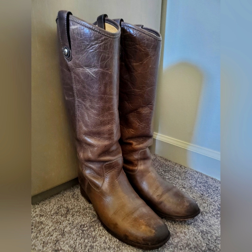 Frye Melissa Button Leather Riding Boots